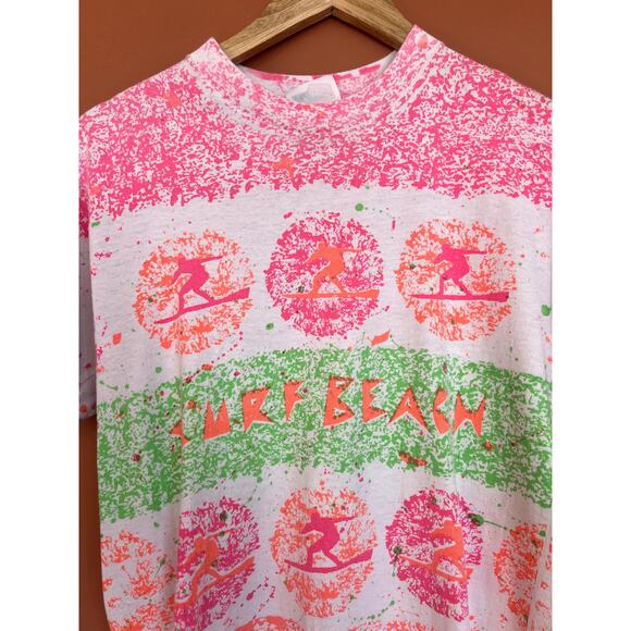 90s Vintage Zimmy Beach All Over Print Surf Beach Anvil Tee - Size Small - Picture 3 of 7
